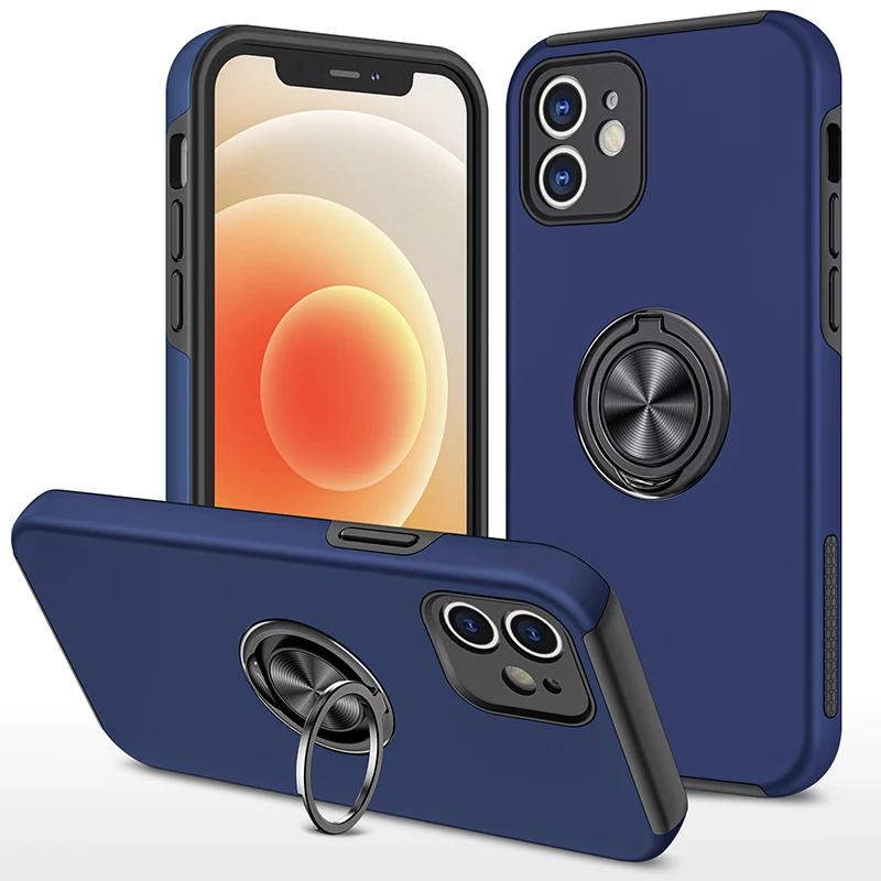 Matte Shockproof Case For iPhone 17 16 15 14 13 12 11 Pro Max XS Max XR Plus SE Ring Holder Magnet Case Armor Bumper Cover