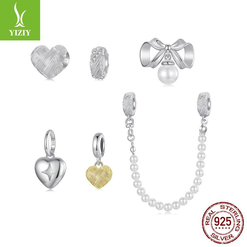 925 Sterling Silver Bead Combination Diy Beaded Bracelet Accessories Loose Beads Simple And Versatile