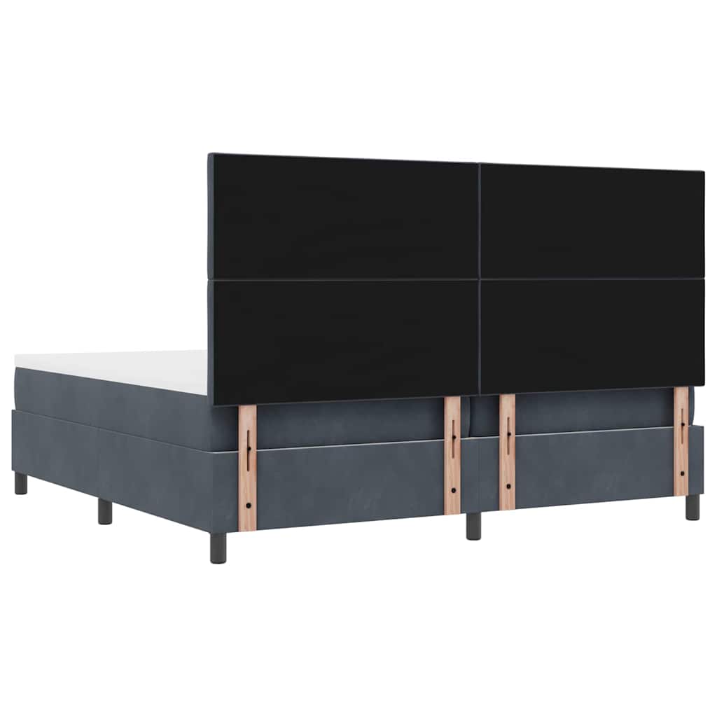 Boxspring Bed with Headboard Dark Grey 200 x 200 cm Velvet
