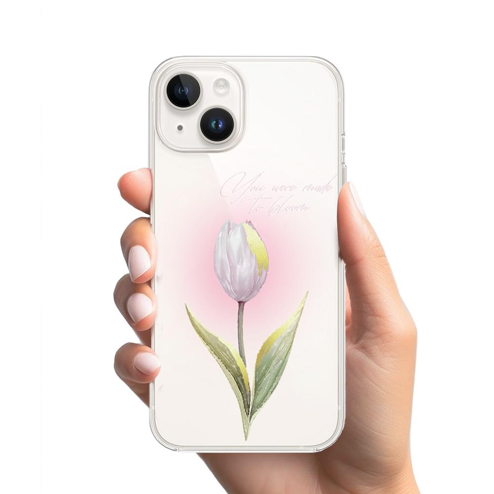 Etui Do Iphone 14 Przeźroczyste, Silikonowe Flexi, Kwiaty, Tulipan