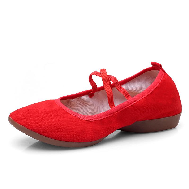 Дышащая обувь для танцев на все сезоны, подошва из коровьей кожи, нескользящая парусиновая обувь, кожаная мягкая подошва, женская обувь для танцев