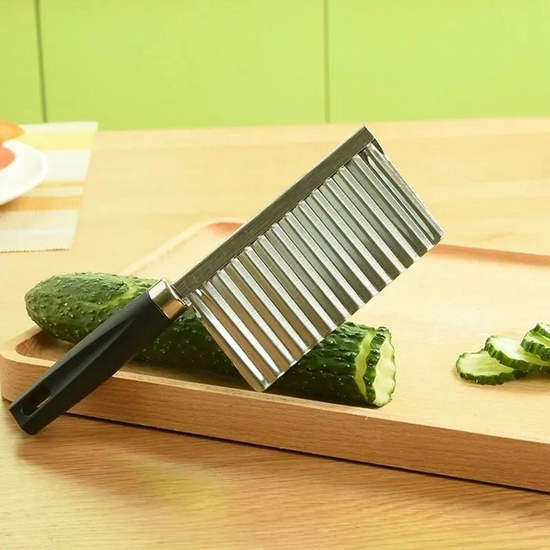 Нержавеющая сталь волнистый нож ломтерезка для картофеля чипсов измельчитель для теста, овощей и фруктов измельчитель для картофеля фри инструменты для готовки на кухне резаки для картофеля