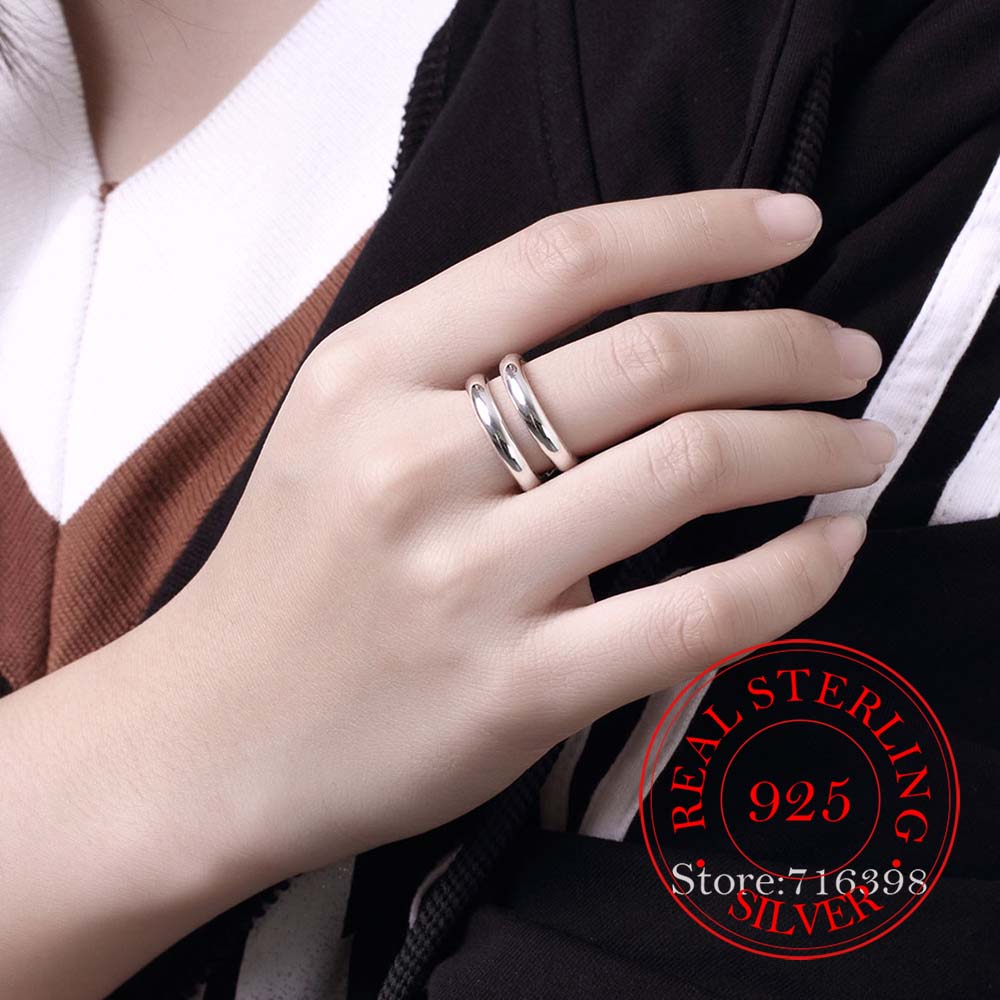 Кольцо на большой палец из стерлингового серебра 925 пробы с двойными линиями и фианитами, винтажные модные серебряные обручальные кольца для женщин и мужчин