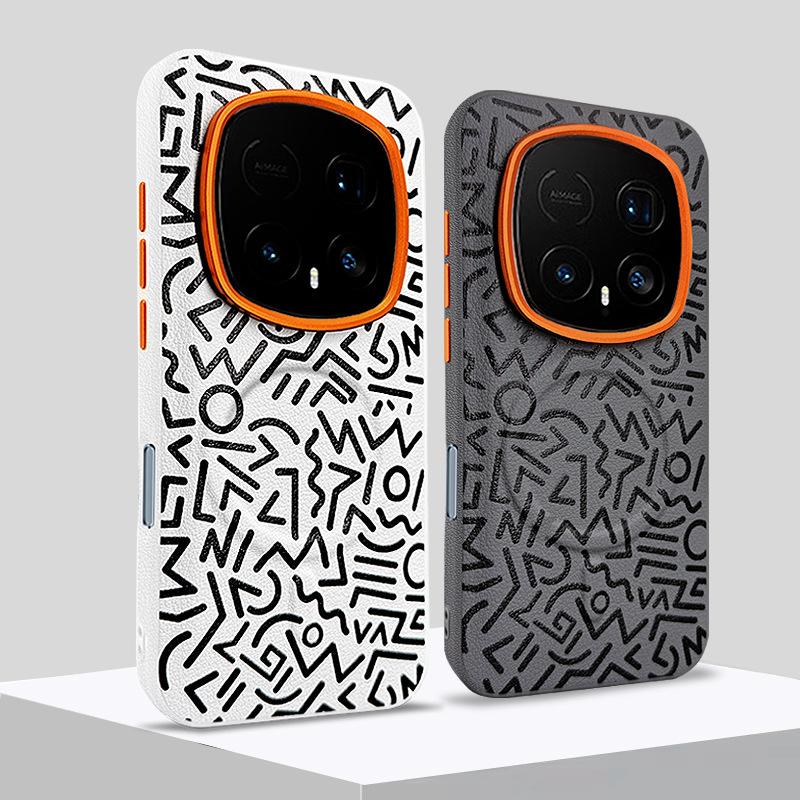 Однотонный кожаный чехол для телефона с росписью граффити для Honor Magic 8 RSR Huawei Magic8 Pro Air, магнитная застежка, противоударный край