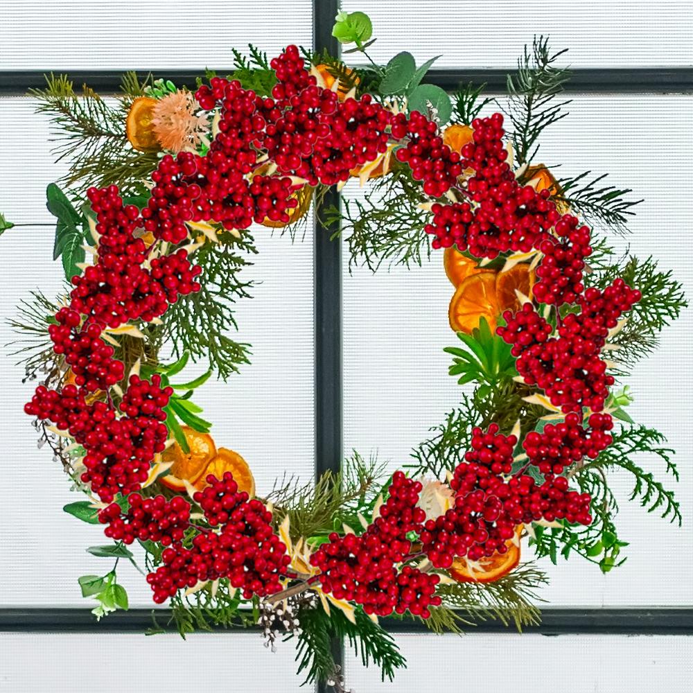 5/1 шт. Красные искусственные ягоды, рождественские маленькие ягоды, елочные украшения, венки своими руками, ветки ягод, искусственные цветы, украшение для вечеринки