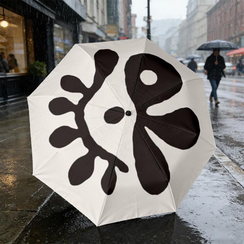 Abstract Art 8 Ribs 3Fold Black Glue Uv Protection Umbrella Sun Protection Rainproof Compact Folding Umbrella For Travel Daily Use C923723
