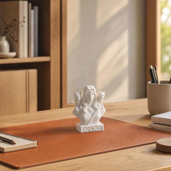 3D Printed Goddess with Cats Figurine, Nordic Mythology Frigga & Double Cats Statue, Artistic Desktop Sculpture Decoration for Home Office