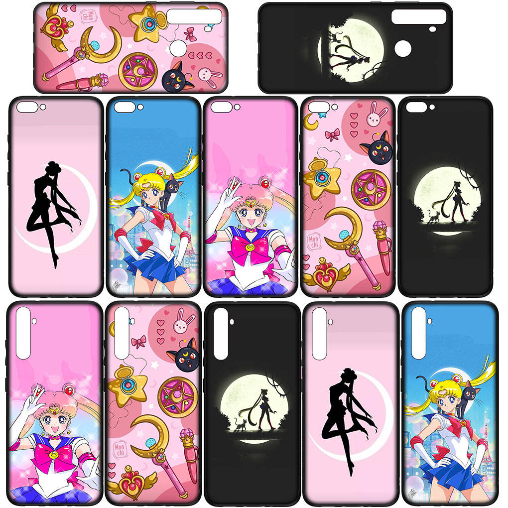 Чехол для iPhone 16 15 Xiaomi Redmi Note 14 13 12 11 Pro Max X 8 9 16e Samsung Galaxy S25 S24 S23 Moto A4 OPPO Huawei Sailor Anime Moon Cat Phone Case