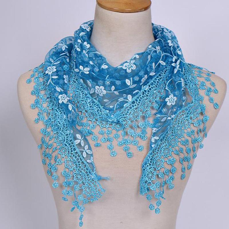 1Pc Women Triangle Wrap Lady Shawl Flower Lace Scarf Shawls