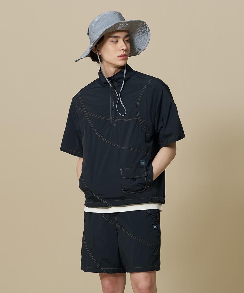 Bibissieoseu Anorak с коротким рукавом Earth Stitch_Черный