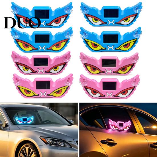 Solar Powered Car Light Demon Eye Window with Suction Cup, Rechargeable Devil Weather Resistant Warning Lamp, LED Windshield Lamp for Auto,