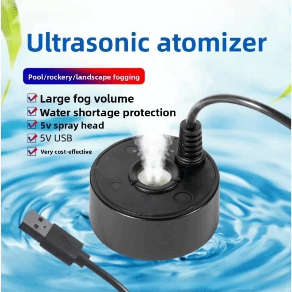 5V USB Mist Maker 4 LED Lights Atomizer Head New Landscape Spray Fish Tank