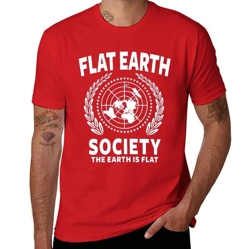 FLAT EARTH SHIRT, FLAT EARTH SOCIETY T-Shirt oversized summer top vintage clothes mens funny t shirts
