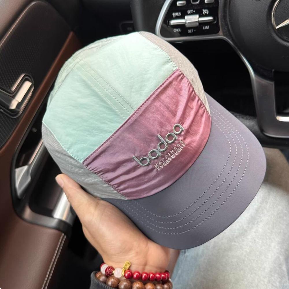 Техwear Бейсболка с цветовыми блоками, 5 панелей, для мужчин и женщин, вышивка букв нейлоном, идеальна для уличной моды, легкая шляпа