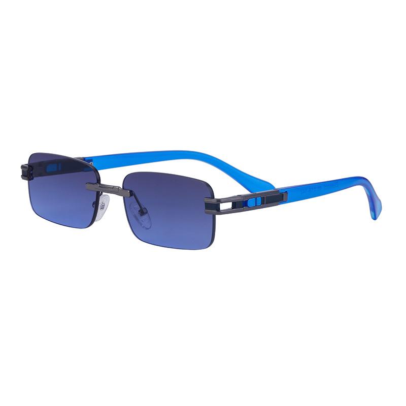 Солнцезащитные очки без оправы с отделкой Мужские квадратные солнцезащитные очки Женские модные очки