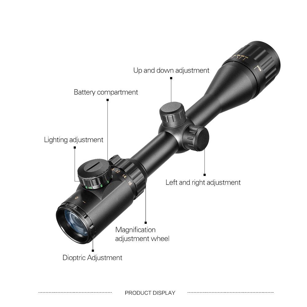 4-16X40 AOE Телескопическая линза для винтовки, оптика для франкотирадора, цветная дорадо, тактическая, Rojo, Verde