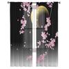 Japanese Cherry Blossom Moon Minimalist Sheer Curtains For Living Room Bedroom Kitchen Tulle Curtain For Windows Voile Drapes