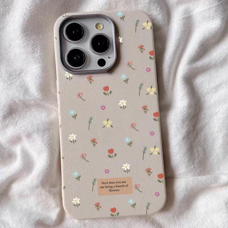 Красочный Чехол-Крышка для Телефона с Мелкими Цветами для IPhone 16 15 14 13 12 11 Pro Max 7 8 Plus X XS XR Кожаная Текстура Мягкий Силиконовый Чехол