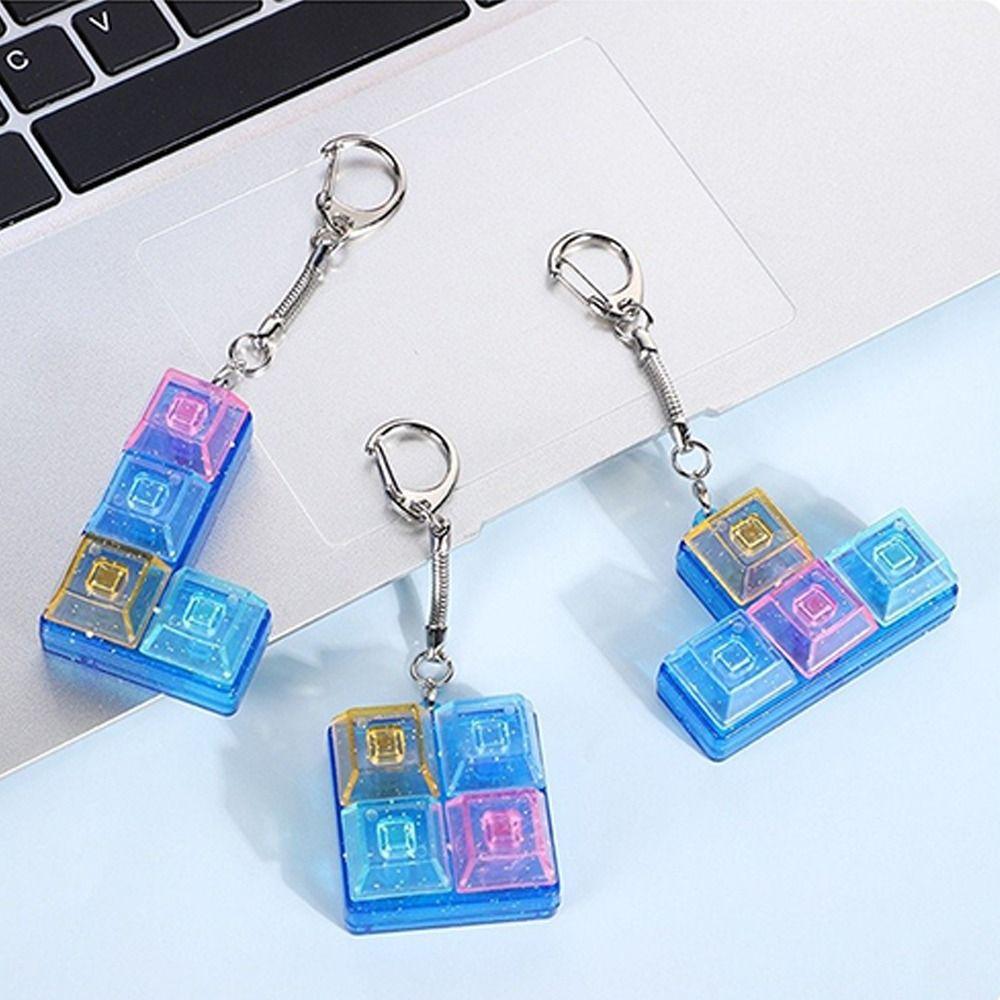 Keycap Fidget Keychain Key Button Pinch Toy Relaxing Clicker Toy Pendant for Adult