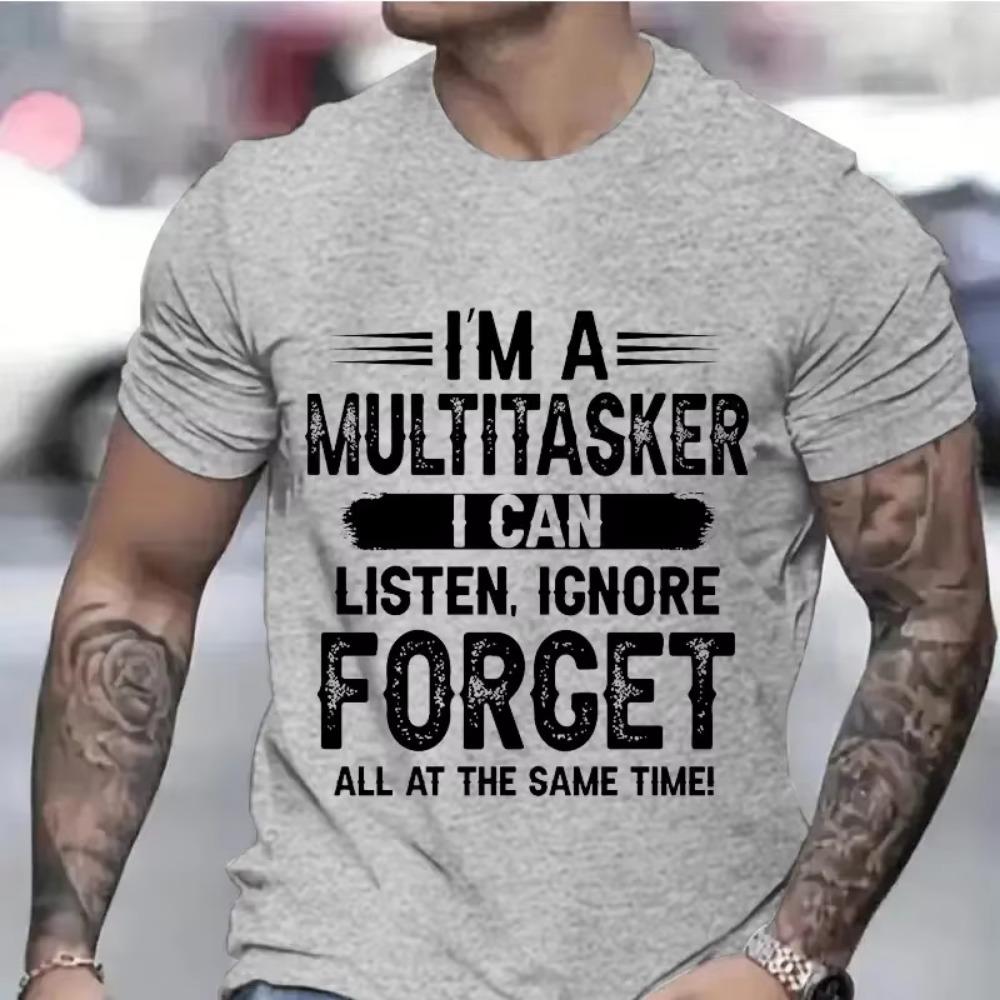 Men's Clothing I'm A Multitasker Print T-shirts for Men Sarcastic T-Shirt Sarcasm Attitude Shirts Humor Funny Saying Grey Tees