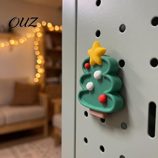 Holiday Party Supplies Christmas Tree Refrigerator Magnet, 3D Printed Fridge Magnetic Memo Holder Decor Accessory for Kitchen Cabinets Whiteboards