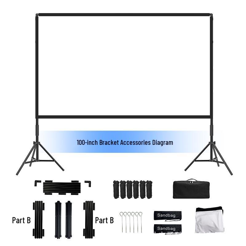 100-120 Inch Portable HD Anti-Light Outdoor Projector Screen