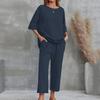 Летний 2024 года Европейский и Американский Женский Хлопково-Льняной Повседневный Свободный Костюм из Двух Предметов
