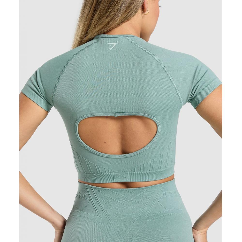 Gymshark Корсет бесшовный укороченный топ Celeste Blue B3c4w Udbp