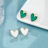 Vintage Woman Sweet Romantic Heart-Shaped Shell Earrings Fashion Simple Stud Earrings Best Party Wedding Anniversary Zircon