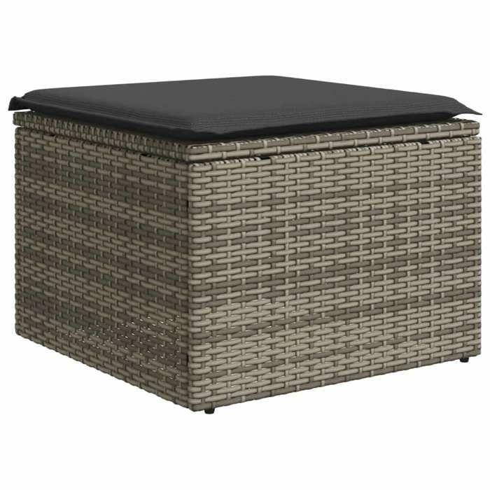 VidaXL Tabouret de Jardin avec Coussin, Siège avec Housse, Meuble de Patio Balcon Terrasse Arrière-cour Extérieur, Gris 366117