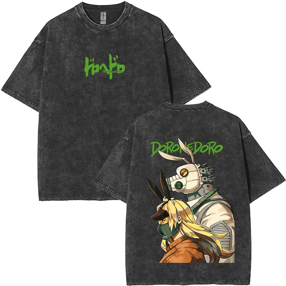 Japanese Anime Dorohedoro Kai Vintage Washed T-shirt   Cool ga Graphic T-shirts 's Gothic Rock Horror T Shirt