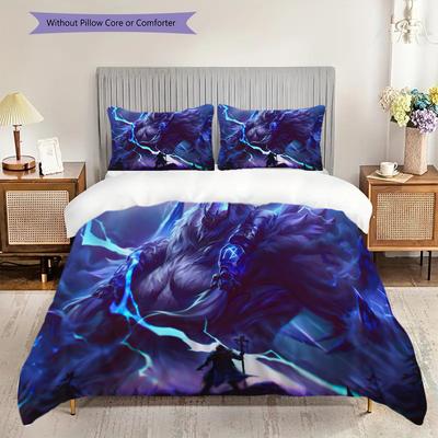 Mythical Beast Stormy Sky Bedding (1 * Duvet Cover + 2 * Pillowcase, Without Core) 2D Flat Bedding Set Duvet Cover and Pillowcase Soft and Comfortable