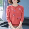 Knitted Sweater, Loose Plus Size Women's Top Round Neck Undershirt