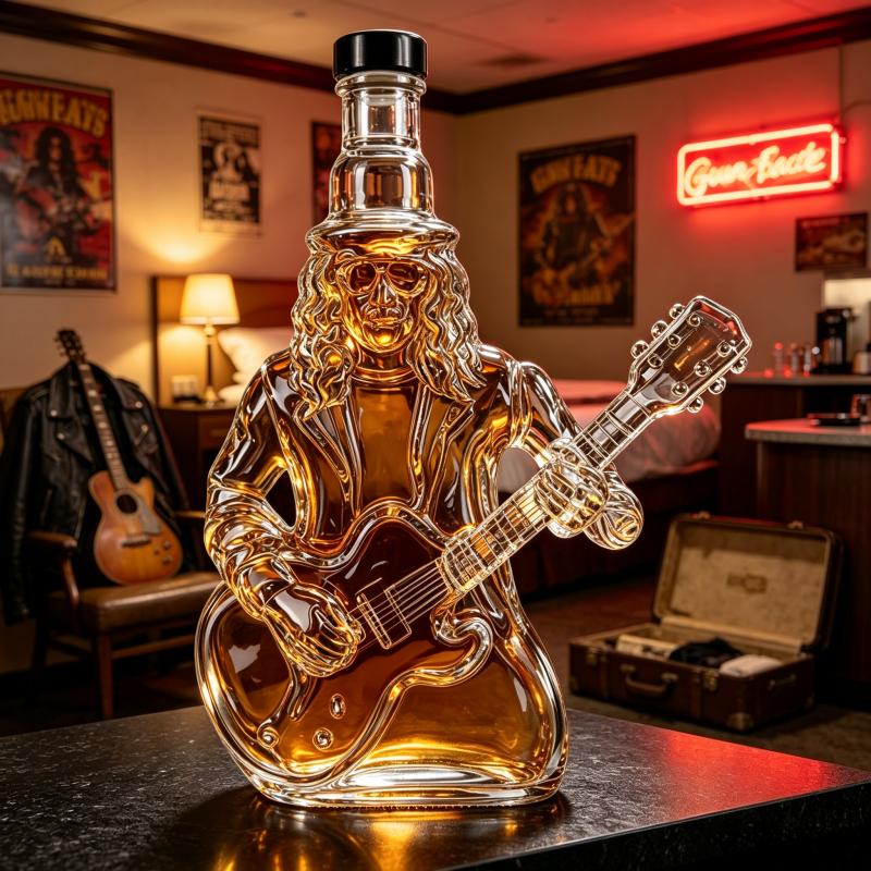 Slash Rock Guitarist Whiskey Decanter Guns N’ Roses Inspired Glass Liquor Bottle Home Bar Decoration Music Fan Gift