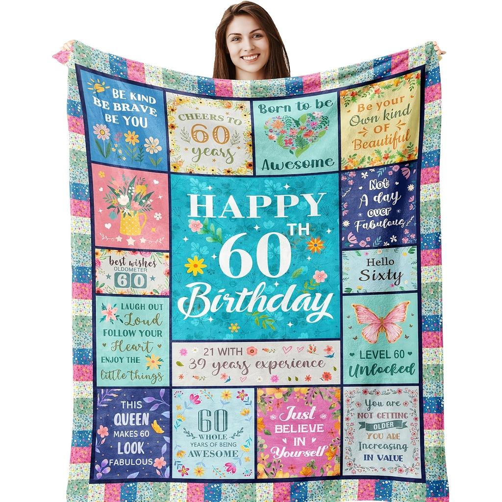1pc 60th Birthday Women's Blanket Best 60th Birthday Unique Happy 60th Birthday 1966/60th Birthday Flannel Blanket