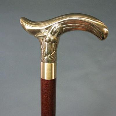 Латунная обнаженная леди Твердая латунная трость Викторианская деревянная трость Антикварный подарок