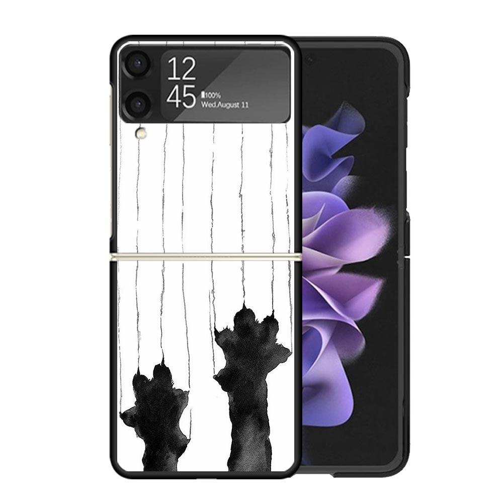 Cat Footprint Funny Paw Cute Clear Phone Case For Samsung Z Flip 7 6 5 4 3 Galaxy ZFlip7 ZFlip6 ZFlip5 ZFlip4 ZFlip3 5G Print Co