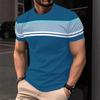 Summer Round Neck Color - Block Striped 3D Print Top Fashionable Casual Short Sleeved Men's T-shirts