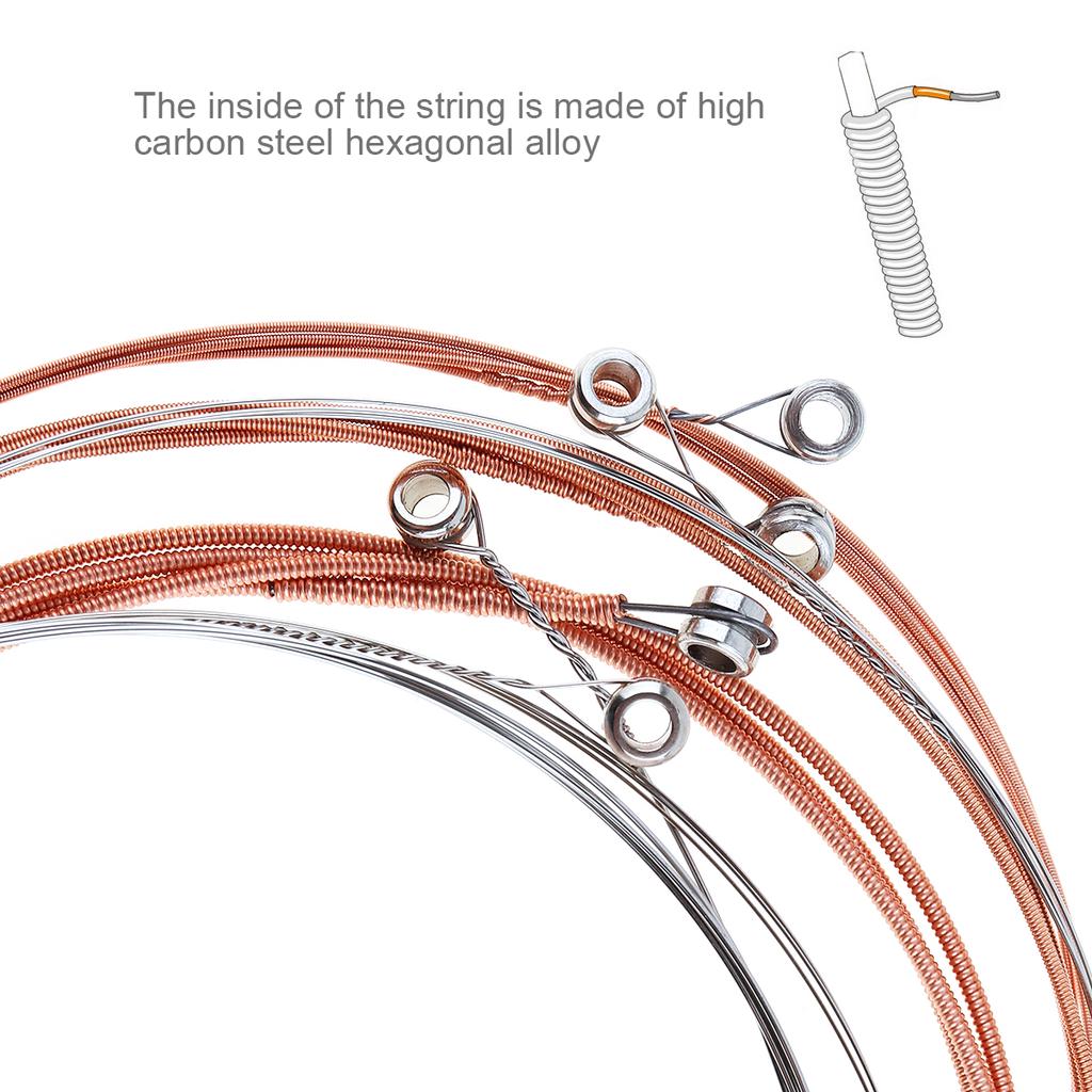 6 шт./компл. струны для акустической гитары Flok 009-045 дюймов, нержавеющий стальной сердечник, сплав цвета фосфористой бронзы