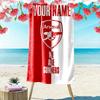 Custom Name Arsenal Print Beach Towel, Large Soft Quick Dry Towel for Beach Camping Swimming