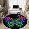 1PC Neon Butterfly Office Round Area Rug, Mat Suitable For Office, Under Office Chairs Bedroom Living Room Home Decor, Room Deco