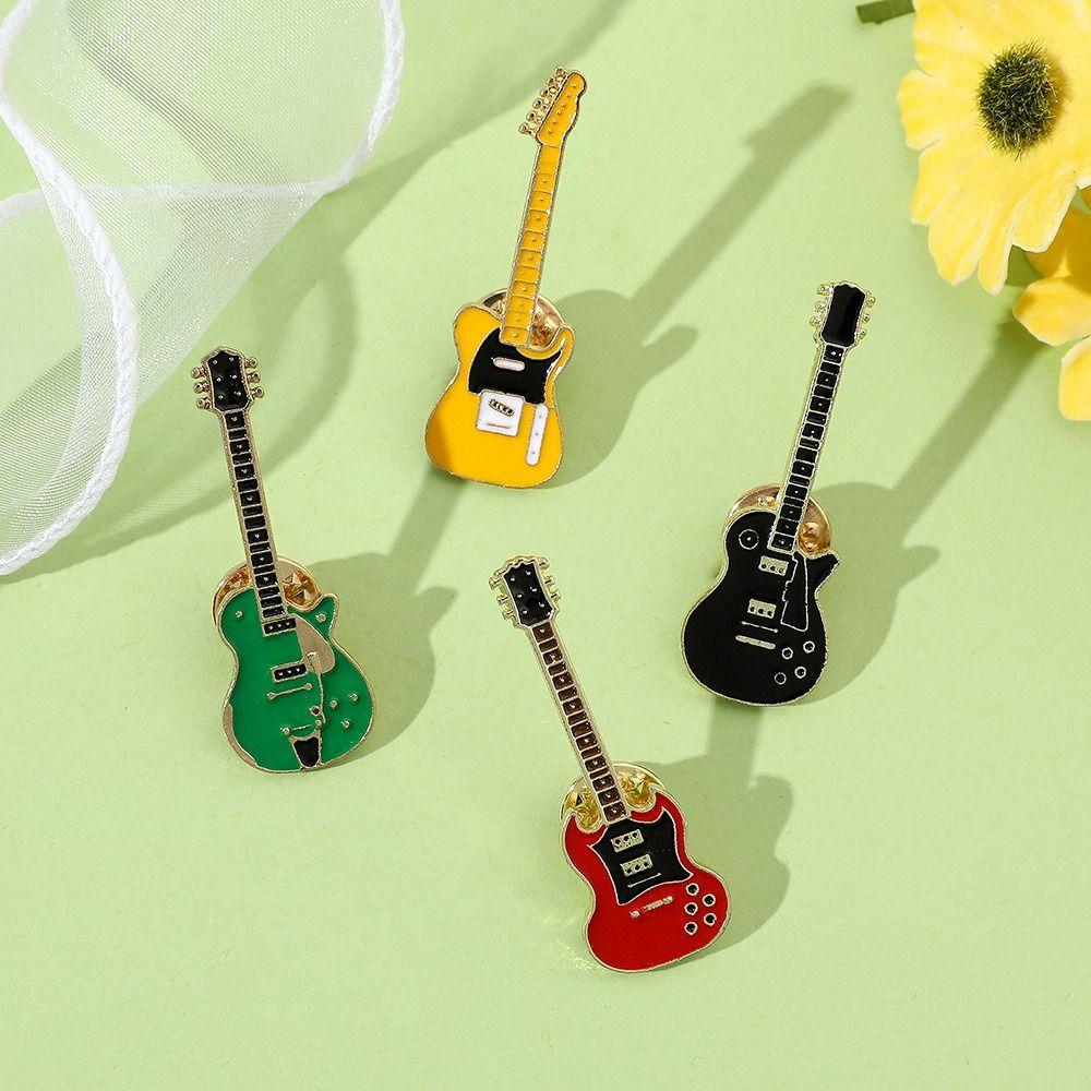 Funny Guitar Brooch Cartoon Guitar Enamel Pins Clothing Accessories Guitar Lapel Badge Gifts