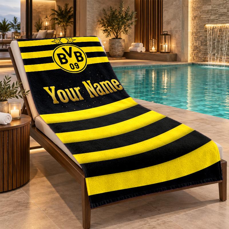 Custom Name Borussia Dortmund Beach Towel Personalized Text Soft Towel Swimming Travel Bath Gift