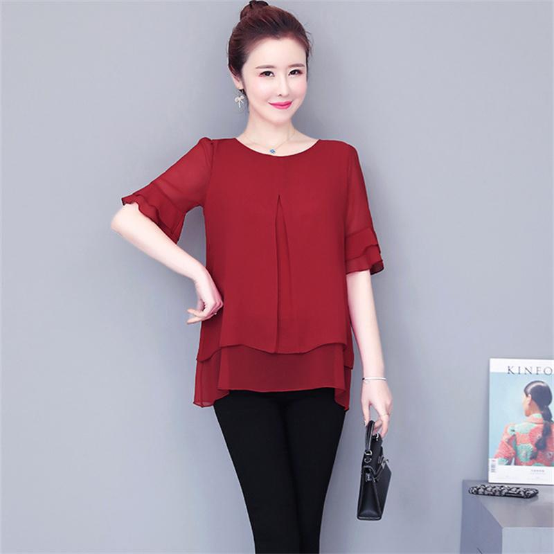 2022 Блузка, свободный топ, женские шифоновые рубашки с рукавами-бабочками, летняя женская одежда средней длины, новая корейская рубашка, топы с рюшами
