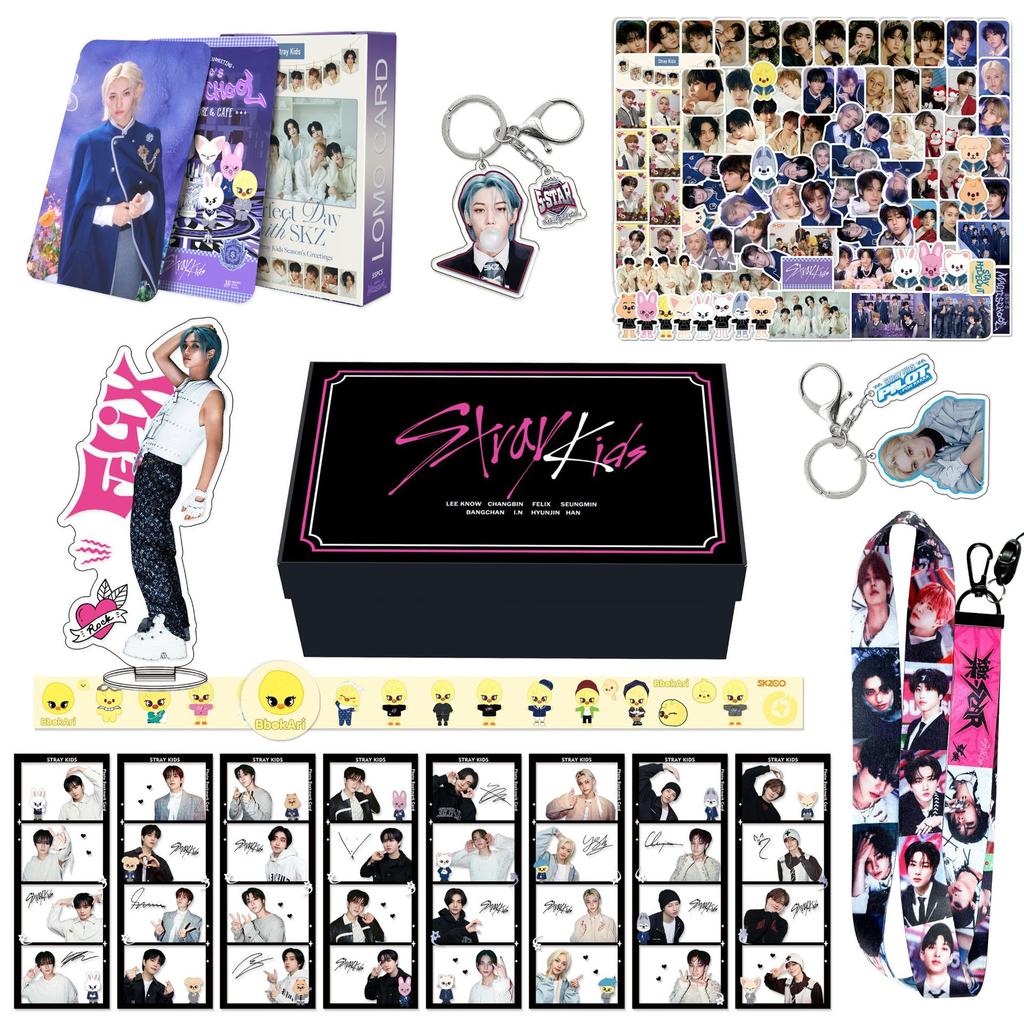 Skzoo Straykids Merch Box Felix Lee Minho Hyunjin Kpop Collection Set Keychains Photocards Stickers Gifts For Fans Personal