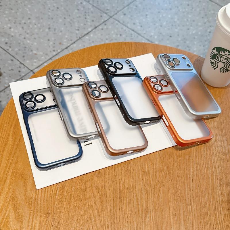 Новый прозрачный чехол для телефона для iPhone 17 16 15 14 13 12 Pro Max, гальванизированная рамка, защита объектива пленкой, противоударный, твердый прозрачный чехол