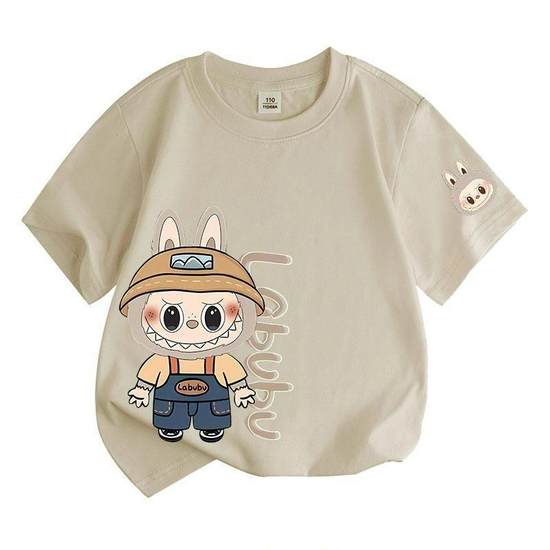 LABU Letter Elf Cartoon Graphic Printed T-shirt Kids and Women Tees Top Summer Casual Men's Unisex Short Sleeve Clothing