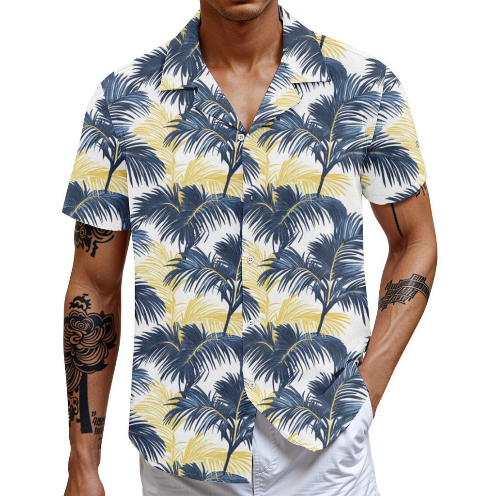 Мужская повседневная свободная рубашка с короткими рукавами, модная рубашка с принтом, топ