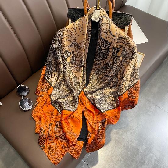 Женский большой шарф с шелковистой текстурой, квадратные атласные шарфы, дизайнерский шарф, легкий