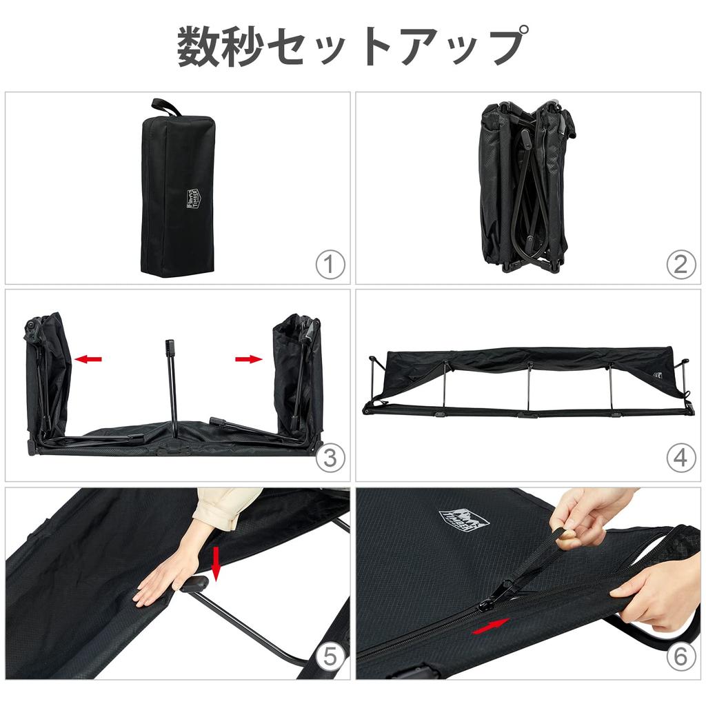 TIMBER RIDGE Camping Bed Folding Patented No Assembly Required Setup In Seconds Load Capacity 102kg Made of Aluminum Steel Camping Cot No Squeak